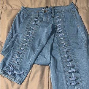 Laced up jeans
